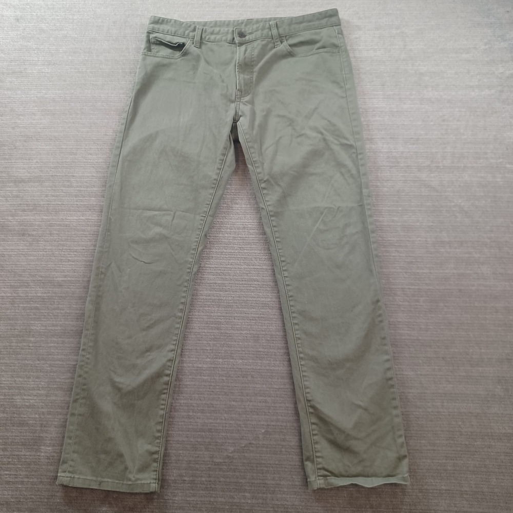 Uniqlo Jeans Mens 33x29 Olive‎ Green Straight Leg Casual Stretch Military Look